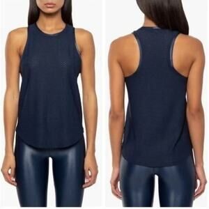 Koral Muscle Netz Midnight Blue Fitted Sleeveless Tank Top Size Large